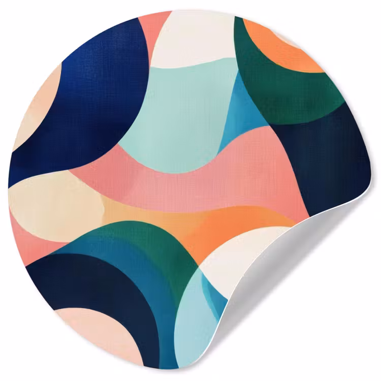 Abstract - Blauw - Roze Wandcirkel behangsticker klein -3d