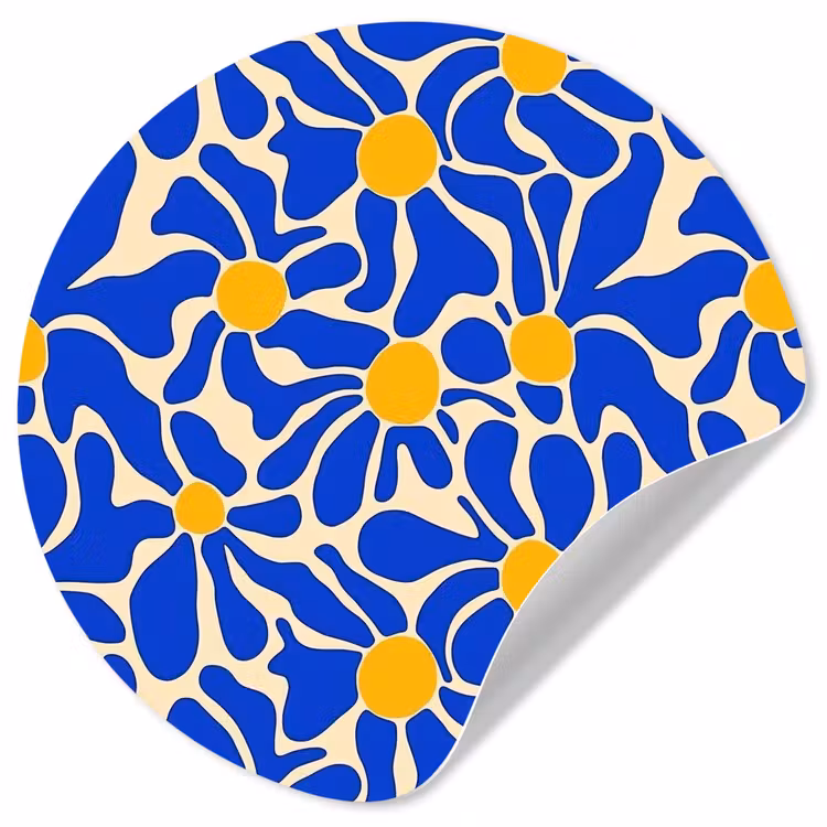 Abstract - Bloem - Blauw Wandcirkel behangsticker klein 186 -3d