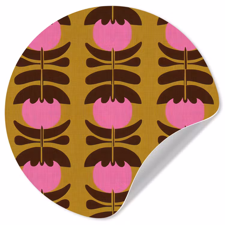 Abstract - Bloemen - Roze Wandcirkel behangsticker klein 186 -3d