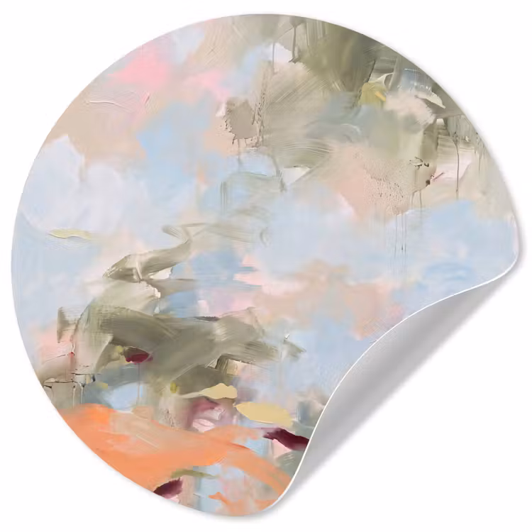 Abstract - Borstelstreken - Kunst - Modern - Pastel Wandcirkel behangsticker klein -3d