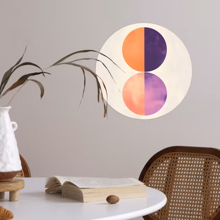 Abstract - Cirkels - Paars Wandcirkel behangsticker klein -sfeer3