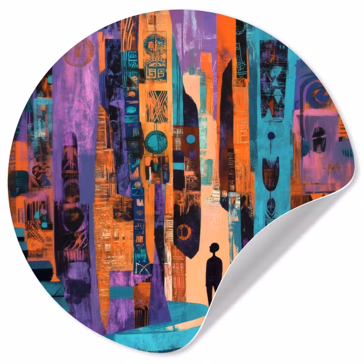 Abstract - Figuren - Kleurrijk Wandcirkel behangsticker klein -3d