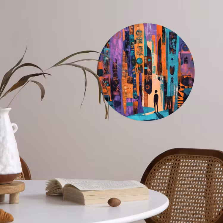 Abstract - Figuren - Kleurrijk Wandcirkel behangsticker klein -sfeer3