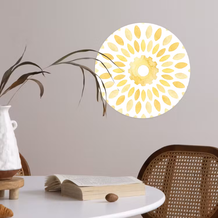 Abstract - Geometrisch - Stralend - Geel Wandcirkel behangsticker klein -sfeer3