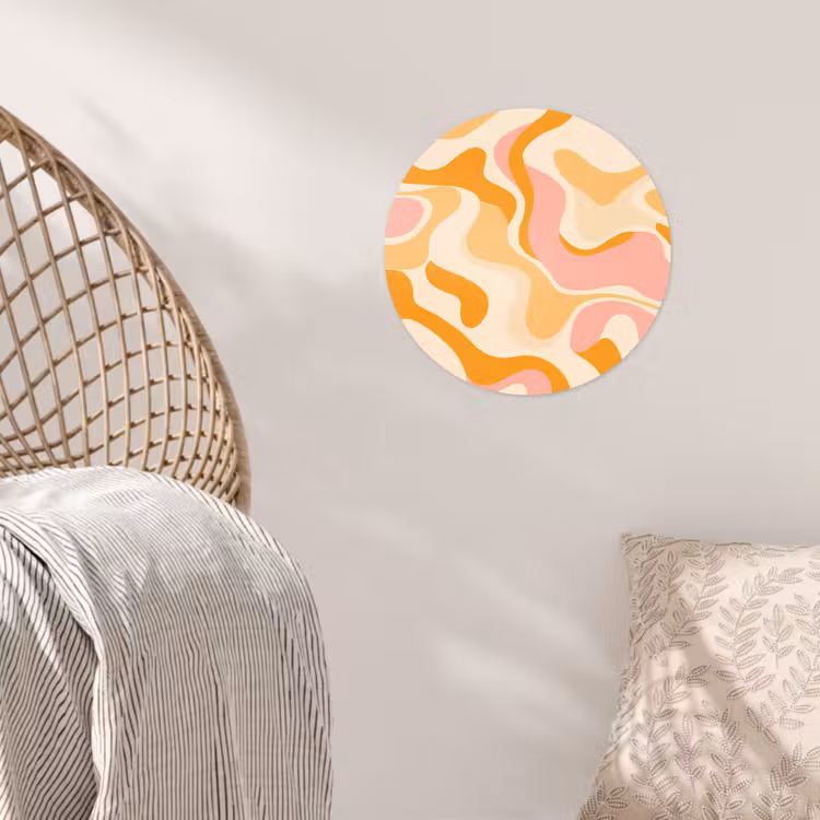 Abstract - Golvend - Oranje Wandcirkel behangsticker klein -sfeer4