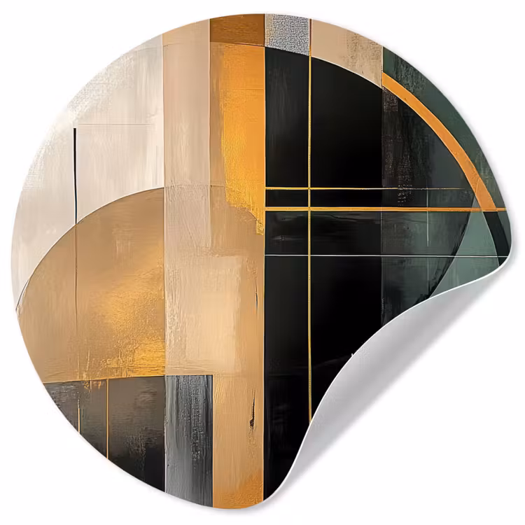Abstract - Goud - Brons - Groen - Vormen - Modern Wandcirkel behangsticker klein -3d
