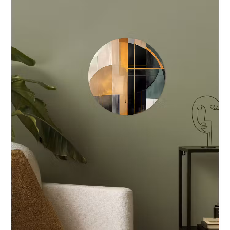 Abstract - Goud - Brons - Groen - Vormen - Modern Wandcirkel behangsticker klein -sfeer2