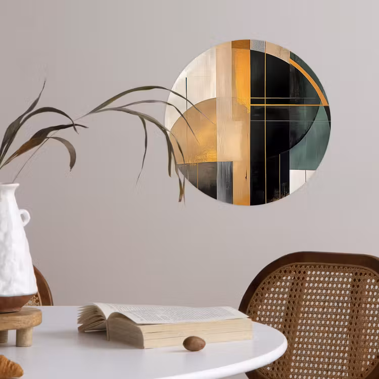 Abstract - Goud - Brons - Groen - Vormen - Modern Wandcirkel behangsticker klein -sfeer3