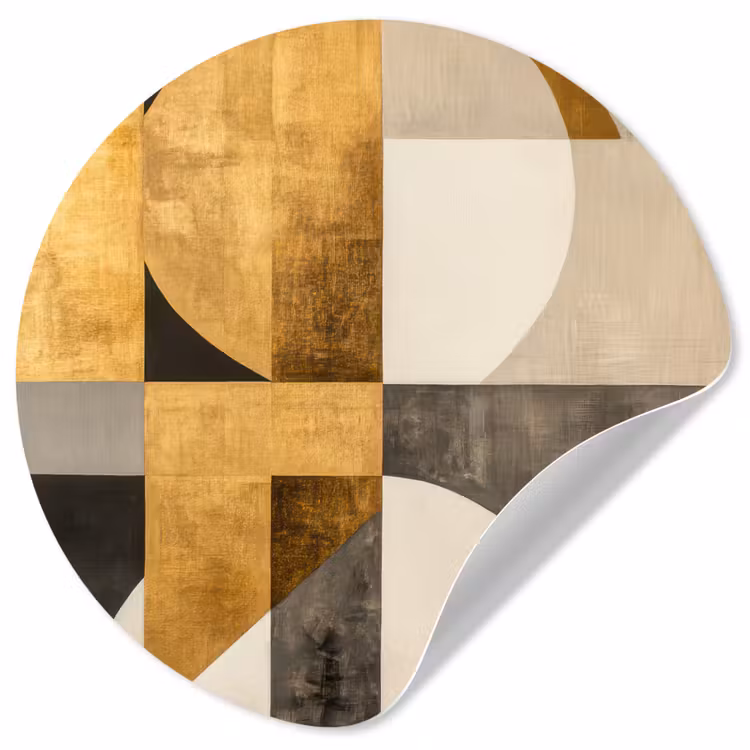 Abstract - Goud - Grijs - Vormen - Geometrisch Wandcirkel behangsticker klein -3d