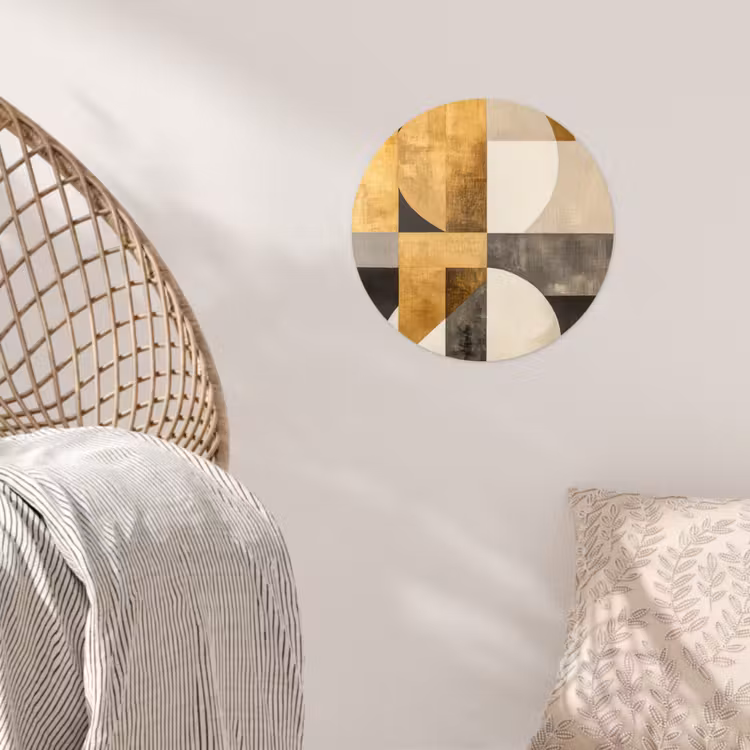 Abstract - Goud - Grijs - Vormen - Geometrisch Wandcirkel behangsticker klein -sfeer4