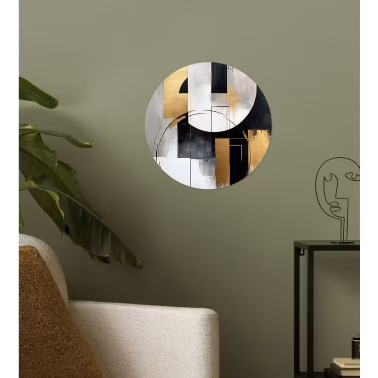 Abstract - Goud - Zilver - Vormen - Aesthetic Wandcirkel behangsticker klein -sfeer2