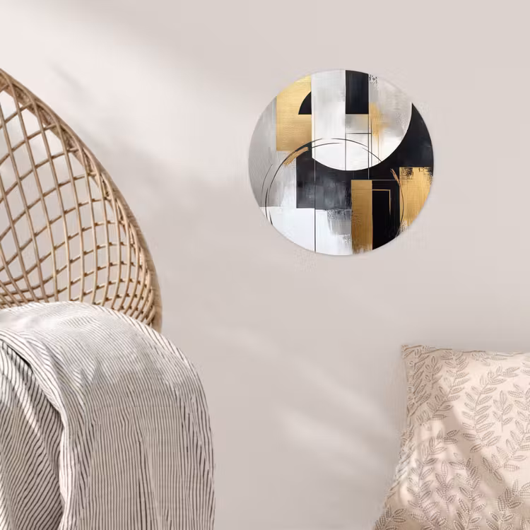 Abstract - Goud - Zilver - Vormen - Aesthetic Wandcirkel behangsticker klein -sfeer4