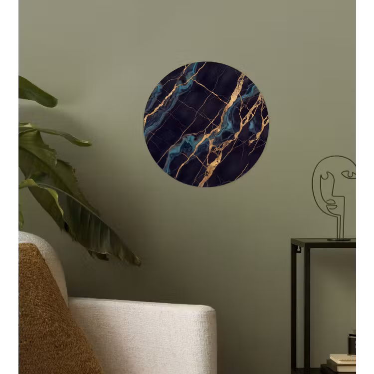 Abstract - Gouden lijnen - Kunst - Modern - Zwart Wandcirkel behangsticker klein -sfeer2