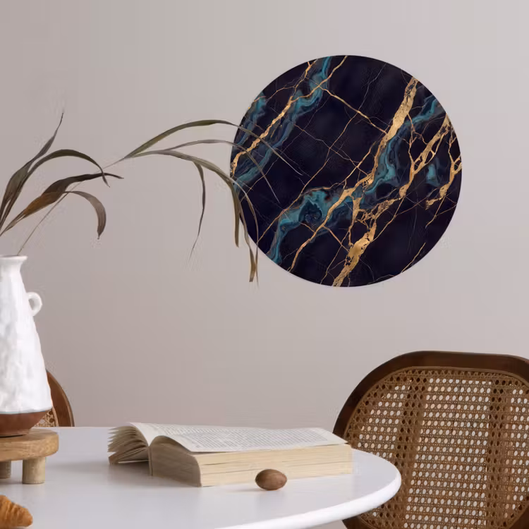Abstract - Gouden lijnen - Kunst - Modern - Zwart Wandcirkel behangsticker klein -sfeer3