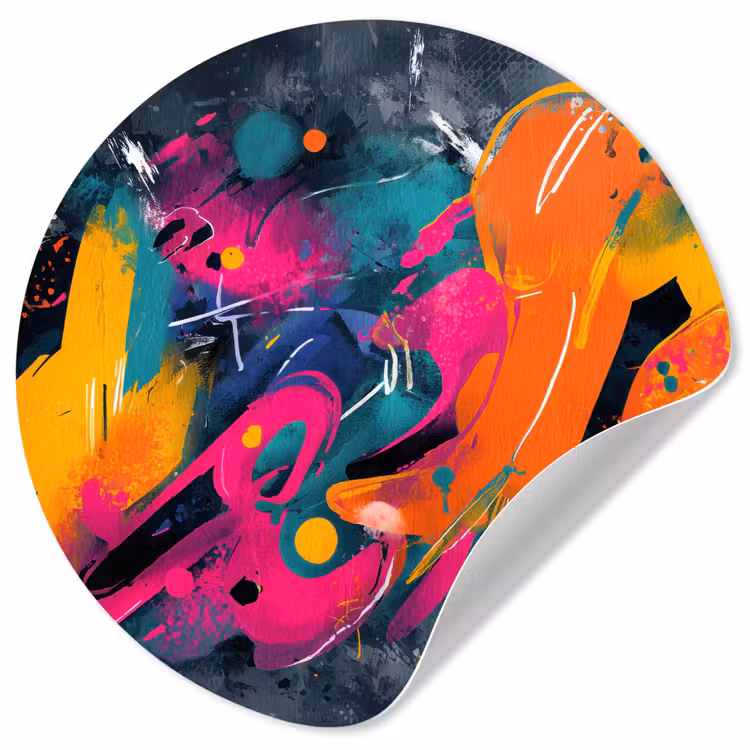 Abstract - Graffiti - Kleurrijk - Verfspatten Wandcirkel behangsticker klein -3d