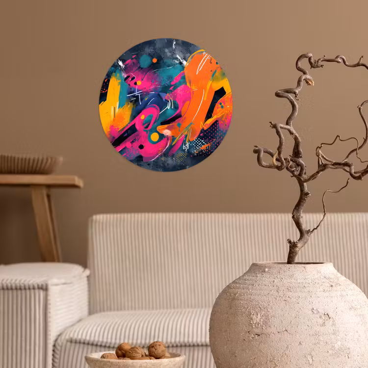 Abstract - Graffiti - Kleurrijk - Verfspatten Wandcirkel behangsticker klein -sfeer1