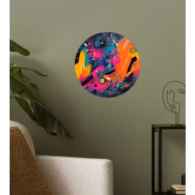 Abstract - Graffiti - Kleurrijk - Verfspatten Wandcirkel behangsticker klein -sfeer2