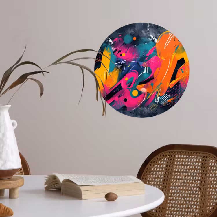 Abstract - Graffiti - Kleurrijk - Verfspatten Wandcirkel behangsticker klein -sfeer3