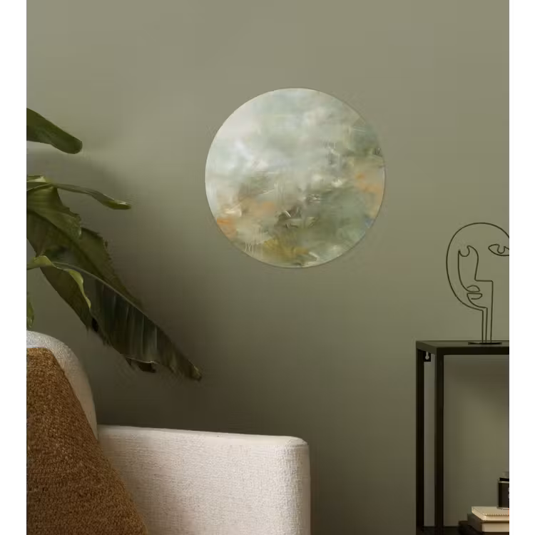 Abstract - Groen - Beige - Modern - Kunst Wandcirkel behangsticker klein -sfeer2
