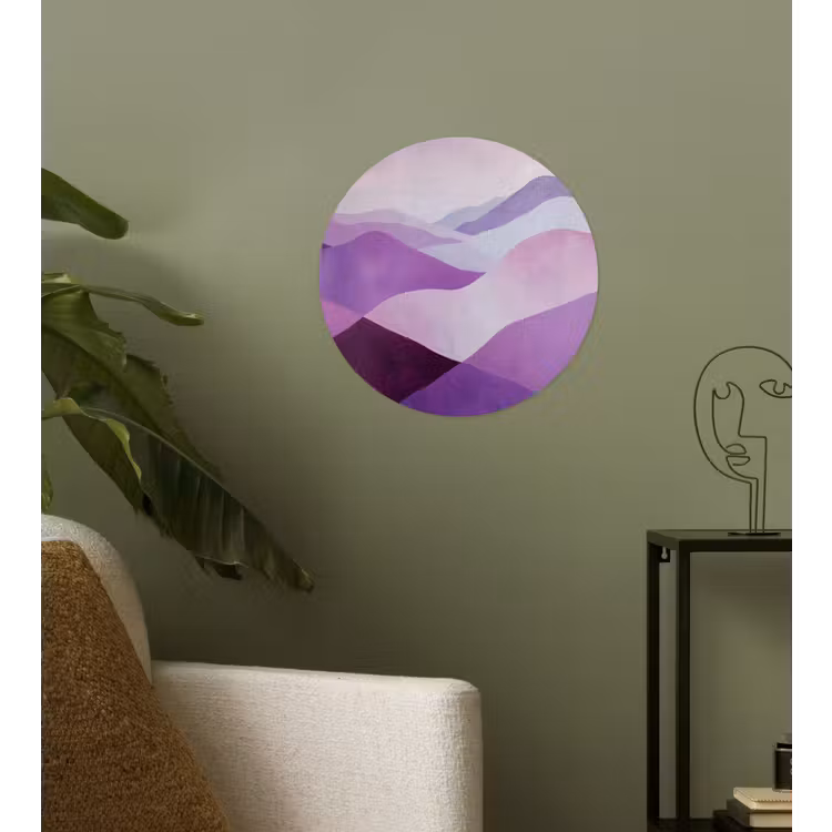 Abstract - Heuvels - Landschap - Paars Wandcirkel behangsticker klein -sfeer2