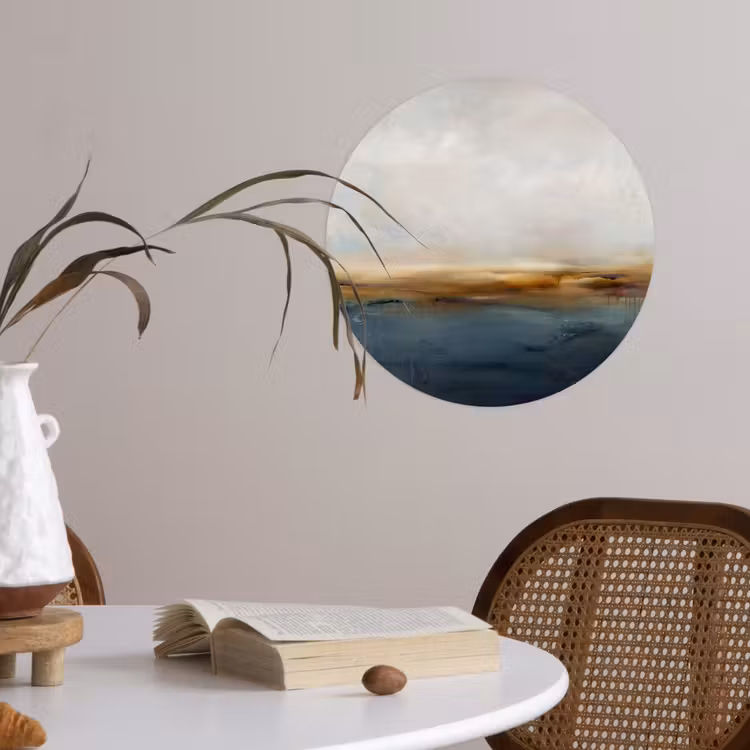 Abstract - Horizon - Water - Modern - Beige Wandcirkel behangsticker klein -sfeer3