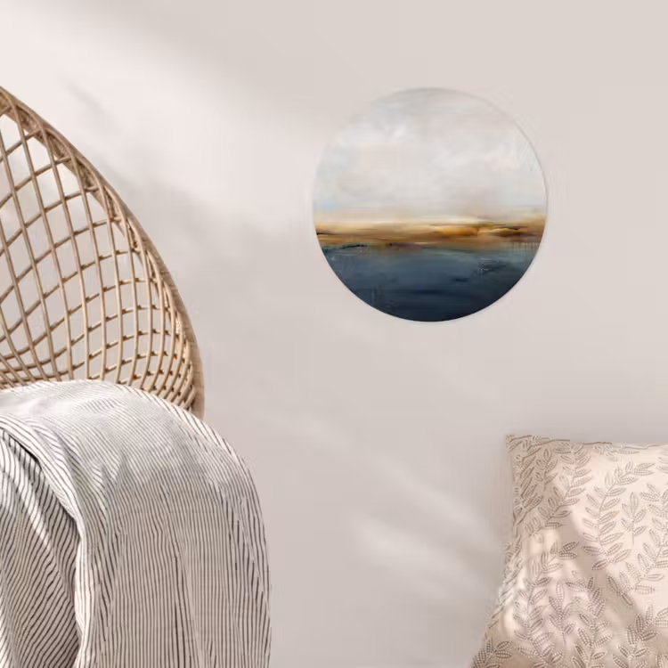 Abstract - Horizon - Water - Modern - Beige Wandcirkel behangsticker klein -sfeer4