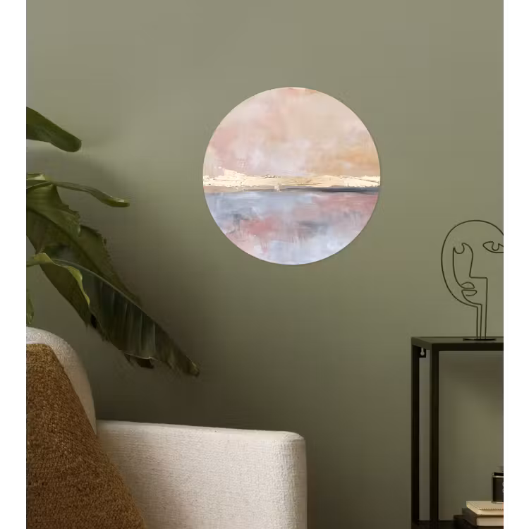 Abstract - Horizontaal - Kunst - Roze - Goud Wandcirkel behangsticker klein -sfeer2