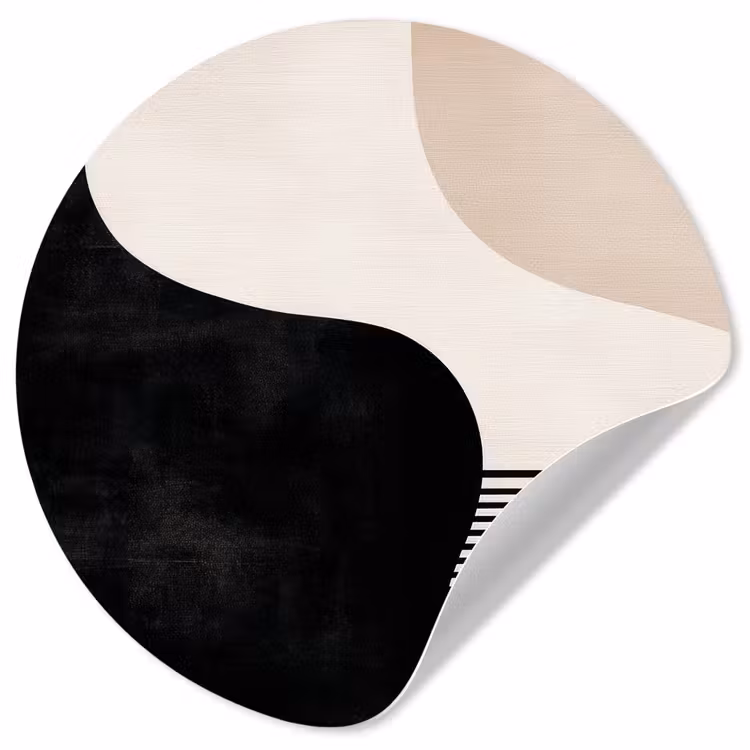 Abstract - Japandi - Beige - Modern Wandcirkel behangsticker klein -3d