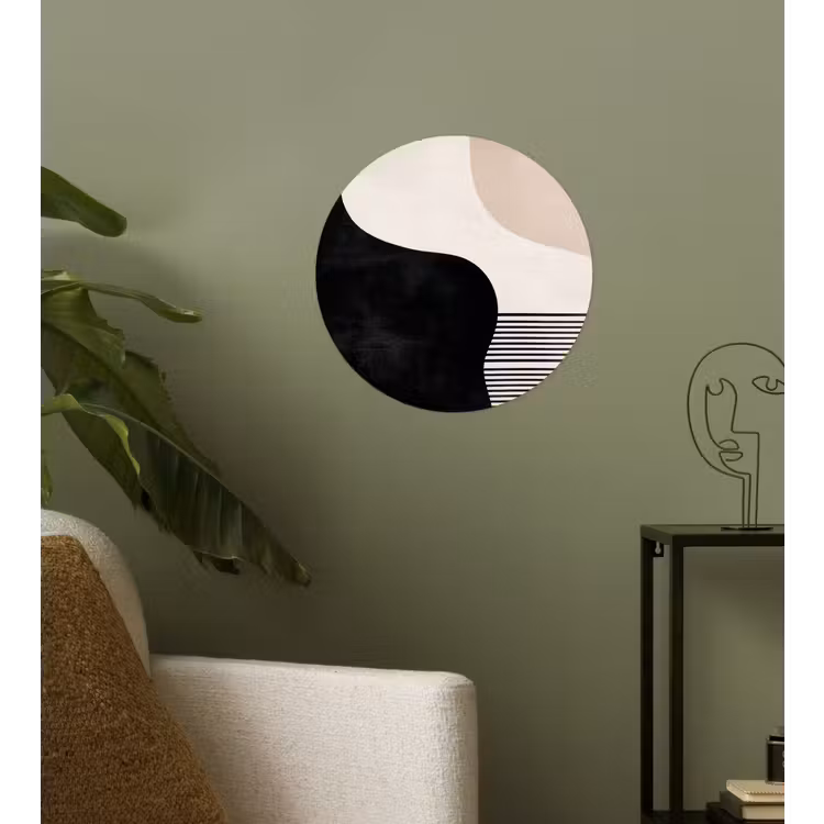 Abstract - Japandi - Beige - Modern Wandcirkel behangsticker klein -sfeer2