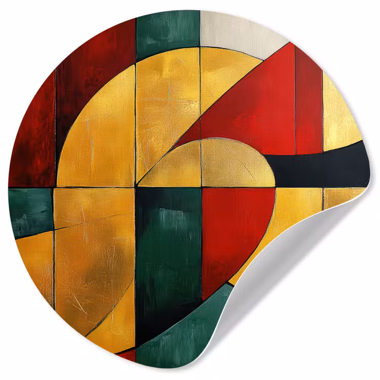 Abstract - Kerst - Goud - Rood - Groen Wandcirkel behangsticker klein -3d