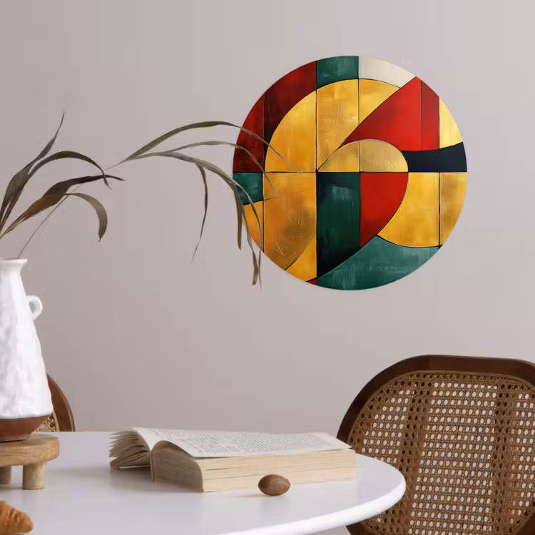 Abstract - Kerst - Goud - Rood - Groen Wandcirkel behangsticker klein -sfeer3