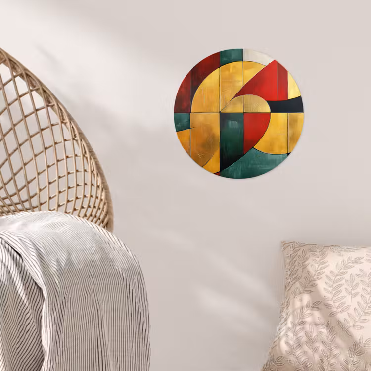 Abstract - Kerst - Goud - Rood - Groen Wandcirkel behangsticker klein -sfeer4