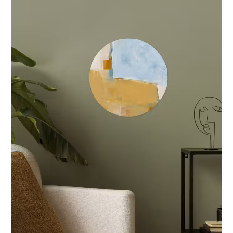 Abstract - Kleuren - Kunst - Modern - Blauw Wandcirkel behangsticker klein -sfeer2