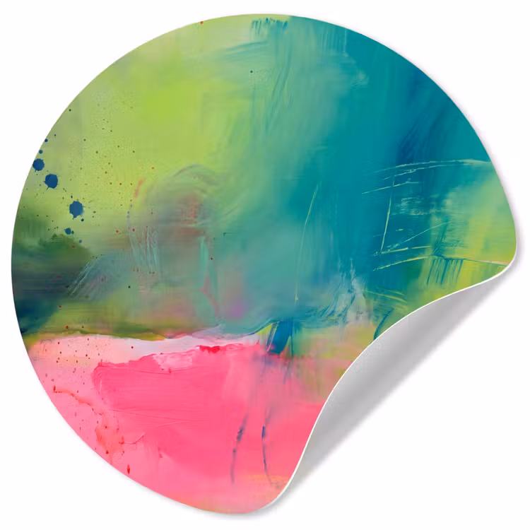 Abstract - Kleuren - Modern - Groen - Roze Wandcirkel behangsticker klein -3d