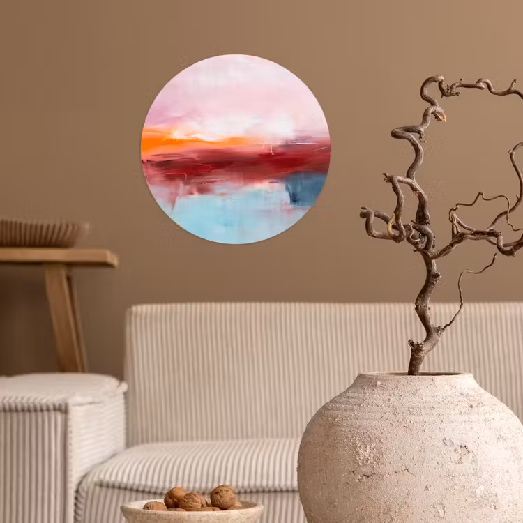 Abstract - Kleuren - Modern - Kunst - Roze Wandcirkel behangsticker klein -sfeer1