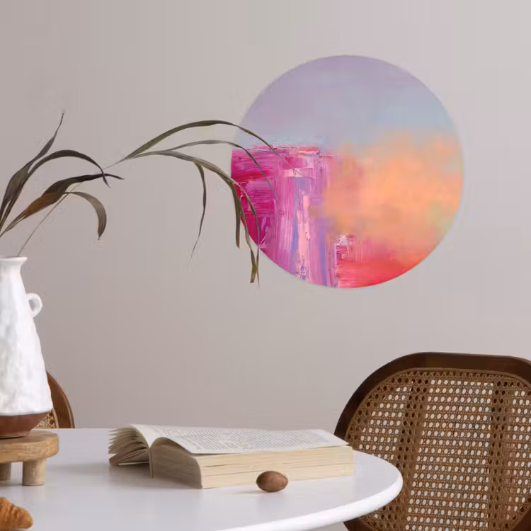 Abstract - Kleuren - Modern - Roze Wandcirkel behangsticker klein -sfeer3