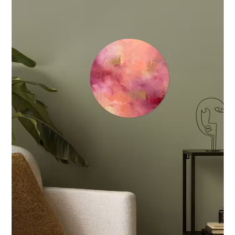 Abstract - Kleuren - Modern - Roze - Paars Wandcirkel behangsticker klein -sfeer2