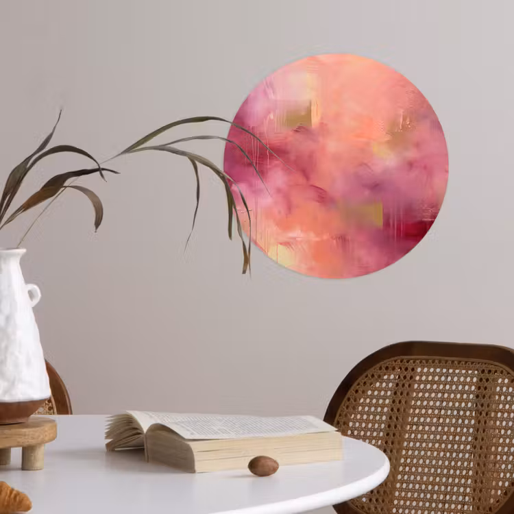 Abstract - Kleuren - Modern - Roze - Paars Wandcirkel behangsticker klein -sfeer3