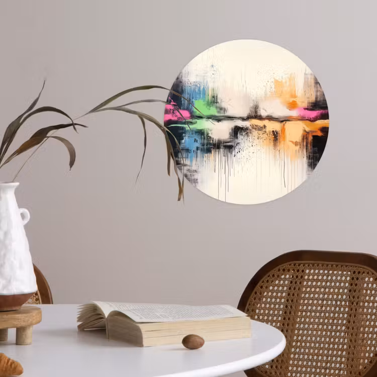 Abstract - Kleurexplosie - Landschap Wandcirkel behangsticker klein -sfeer3