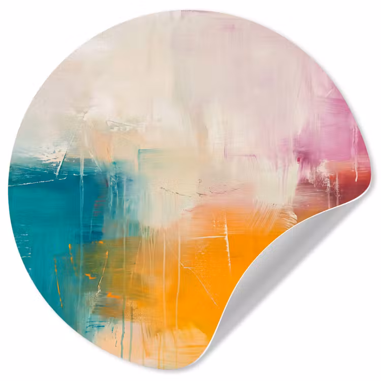 Abstract - Kleurrijk - Modern - Kunst - Oranje Wandcirkel behangsticker klein -3d