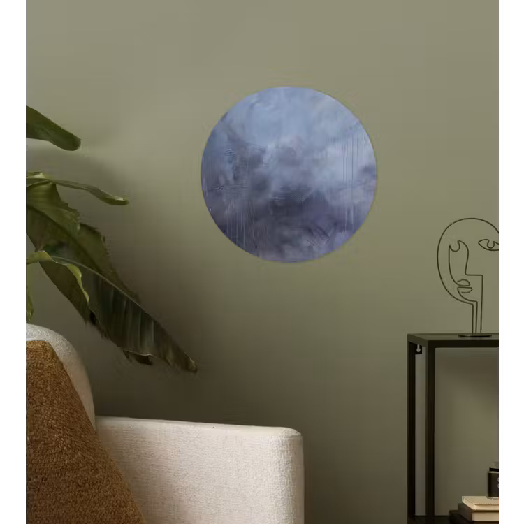 Abstract - Kwaststreken - Modern - Kunst - Grijs Wandcirkel behangsticker klein -sfeer2