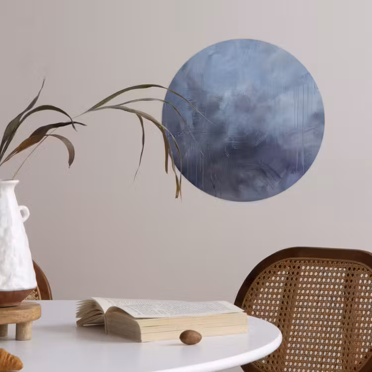 Abstract - Kwaststreken - Modern - Kunst - Grijs Wandcirkel behangsticker klein -sfeer3