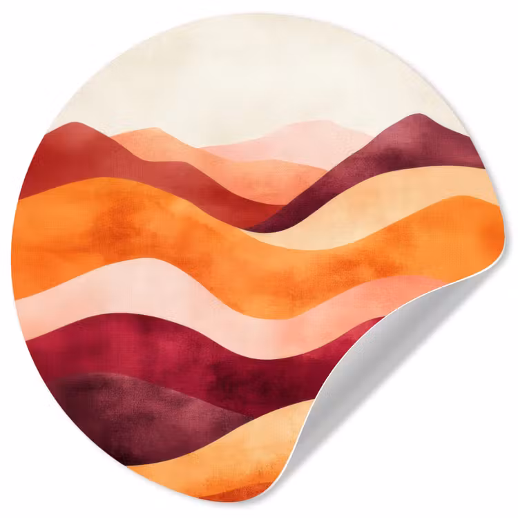 Abstract - Landschap - Golven Wandcirkel behangsticker klein -3d