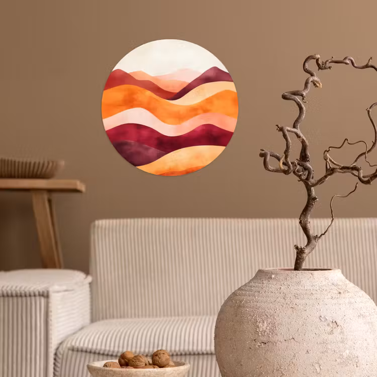 Abstract - Landschap - Golven Wandcirkel behangsticker klein -sfeer1