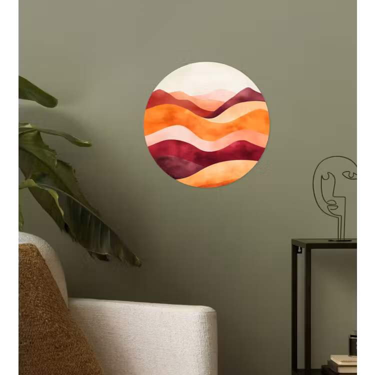 Abstract - Landschap - Golven Wandcirkel behangsticker klein -sfeer2