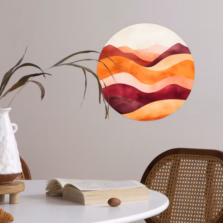Abstract - Landschap - Golven Wandcirkel behangsticker klein -sfeer3