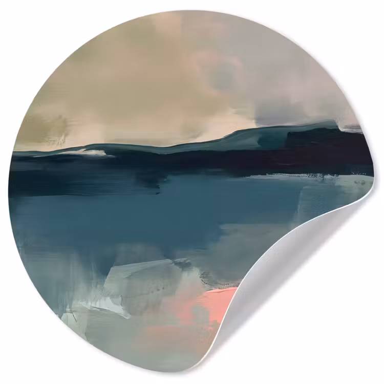 Abstract - Landschap - Kunst - Modern - Groen - Blauw Wandcirkel behangsticker klein -3d