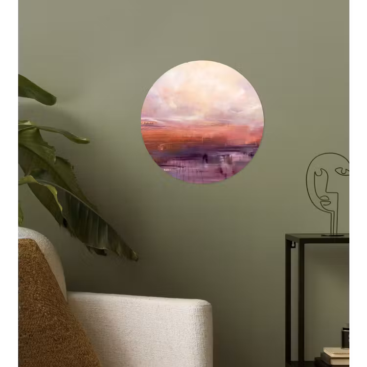 Abstract - Landschap - Modern - Paars - Oranje Wandcirkel behangsticker klein -sfeer2