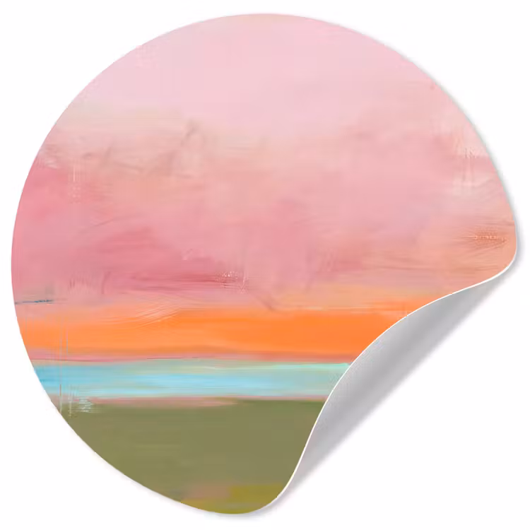 Abstract - Landschap - Modern - Roze - Oranje Wandcirkel behangsticker klein -3d