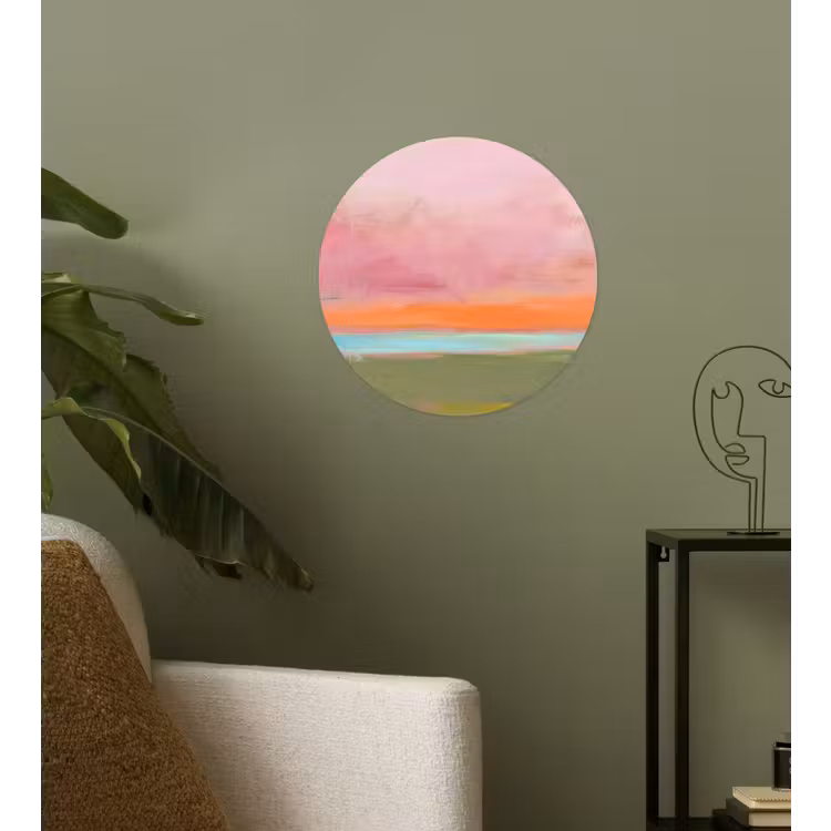Abstract - Landschap - Modern - Roze - Oranje Wandcirkel behangsticker klein -sfeer2